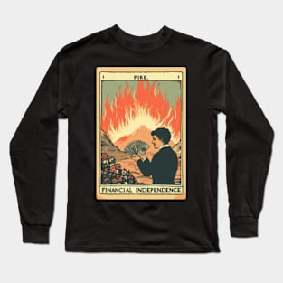 Tarot Cards for Millennials: FIRE (financial independence, retire early) Long Sleeve T-Shirt